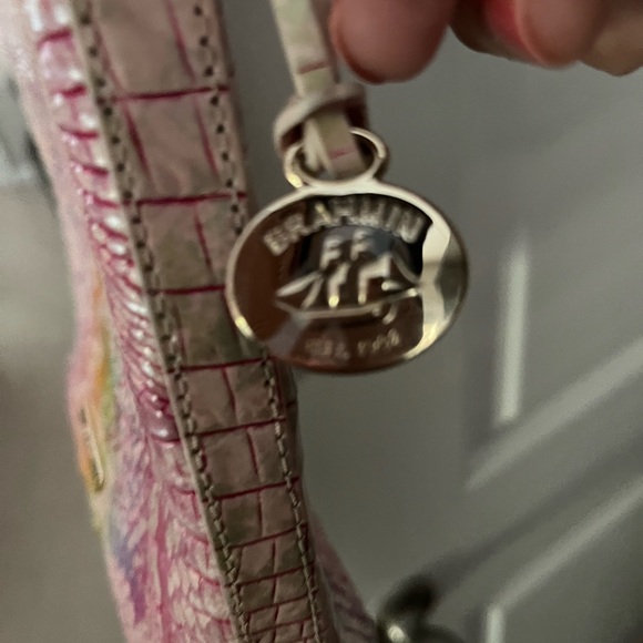 Brahmin Pink and Yellow Croc-Embossed Crossbody Bag - Picture 3 of 5